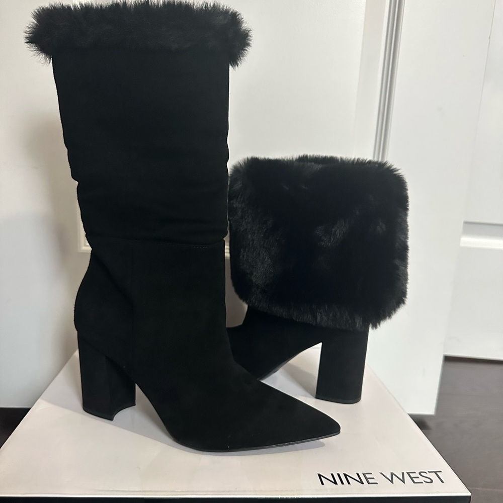 Nine West Suede Black Boots size 8m